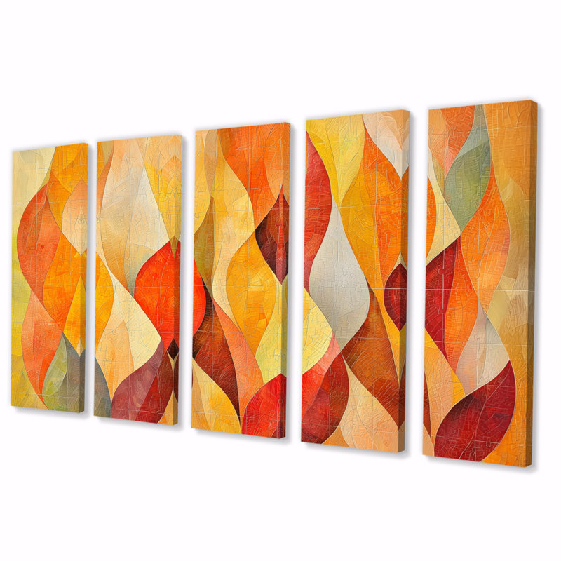 Noya - Ge - feuille géométrique, décoration murale - art mural moderne, H 28 po x l 60 po, 5