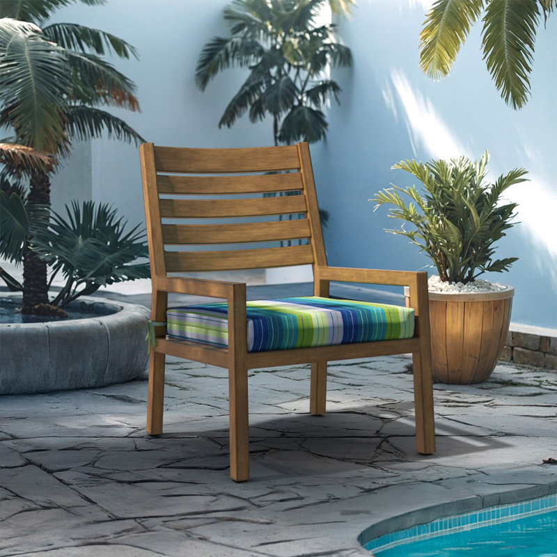 Chair Pad Cushion Set Of 2, 18" X 18" X 2.5", Premium Memory Foam Core With Waterfall Edge, Sunbrella, Patio Cushion For Outdoor Chairs