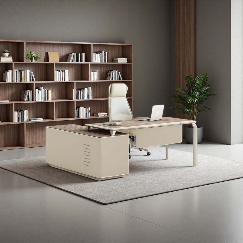 Modern office desk and chair set with side  cabine