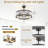 28" Caged Ceiling Fan with Light, 5 E26 Sockets, Quiet DC Motor, Remote Control