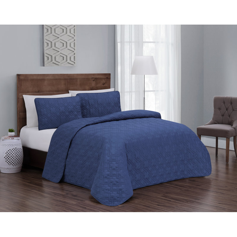 Ensemble de courtepointe , Gris clair, Courtepointe pour lit simple + 1 taie décorative 