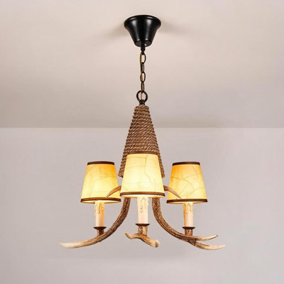 Lodge Style Antler Chandelier Pendant Light with Shades