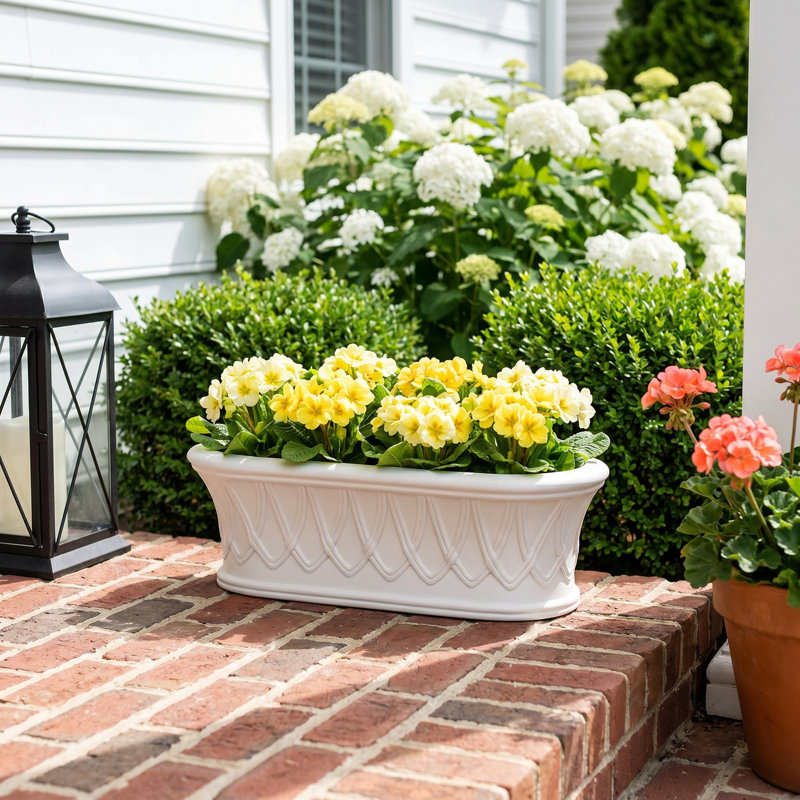 White Classic Oblong Ceramic Cachepot