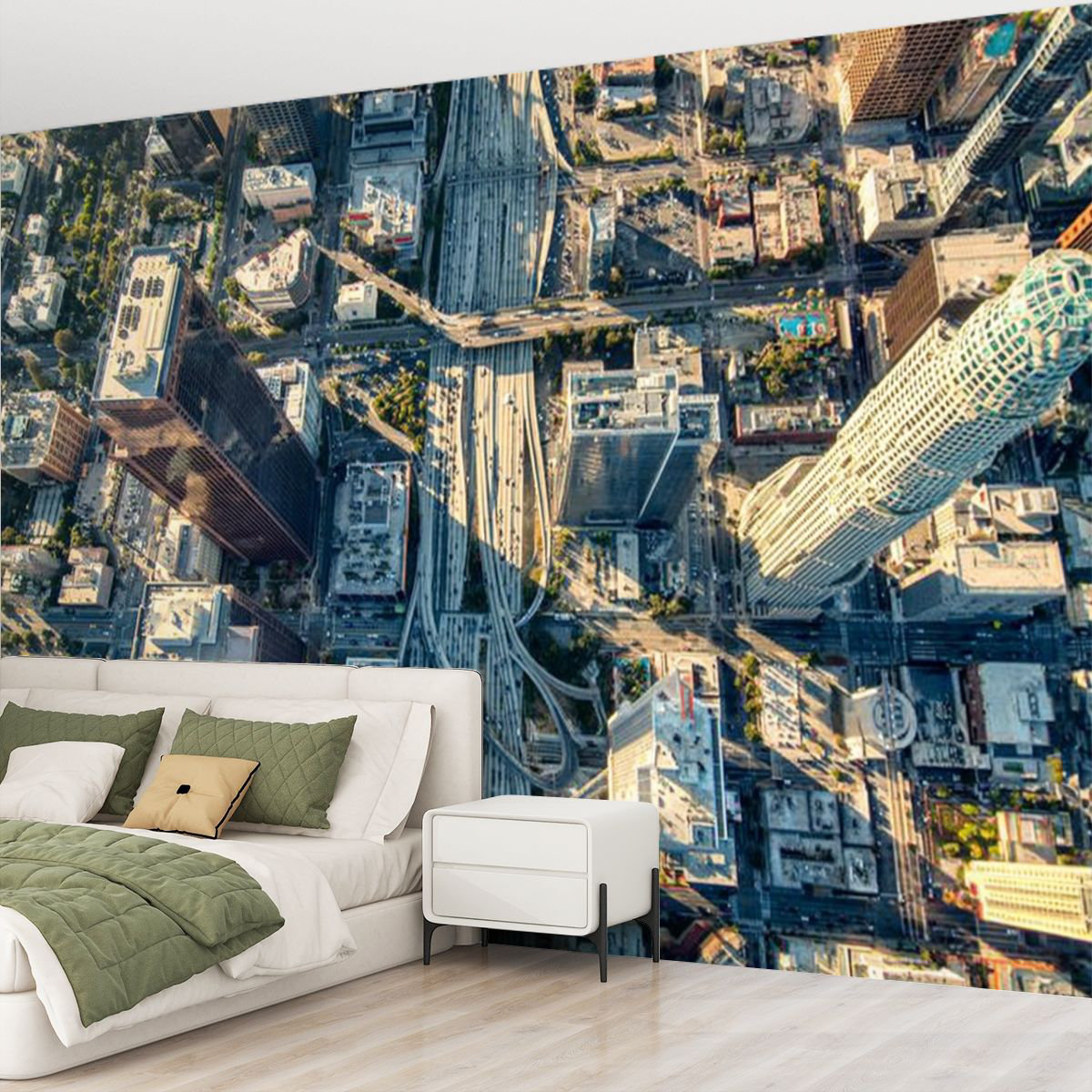 Latitude Run® Adhésif mural amovible Peel and Stick Above Downtown Los ...