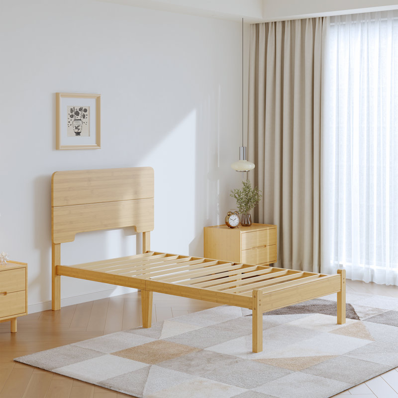 Nori 14" Solid Wood Twin Beds with Headboard, Twin