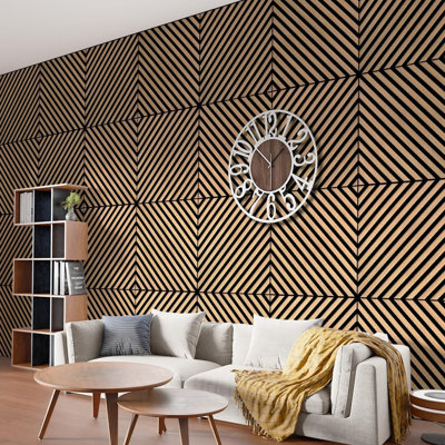 Panneaux muraux en placage de bois Concord Walldingings | Ensemble de 4 panneaux diagonaux carrés | Insonorisation et décoration 3D de qualité supérieure | 21,75 po x 21,75 po | Couvre 13,14 pieds carrés | 6A70A7C45DB44594979F9EADDB210E5A