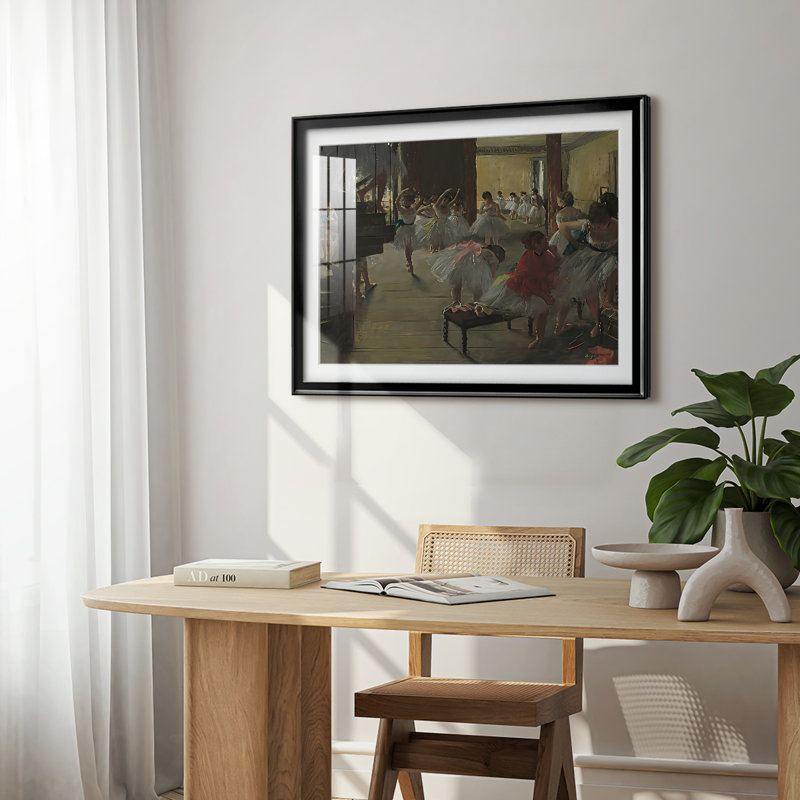 The Dance Class (NGA / Corcoran Version) - Edgar Degas - reproduction encadrée avec passe-partout et verre - c. 1873, Noir