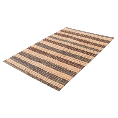 Tapis unique en laine noué à la main gris / beige clair nouvel âge 5 pi 11 po x 8 pi 11 po Ryson
