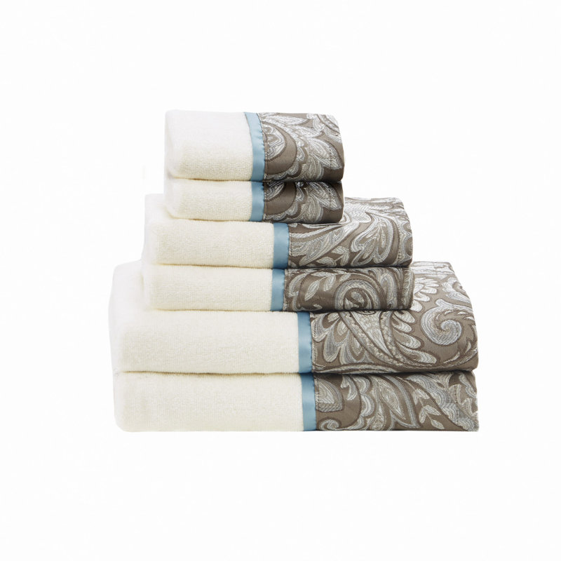 Ensemble de serviettes 6 pièces, Bleu/brun