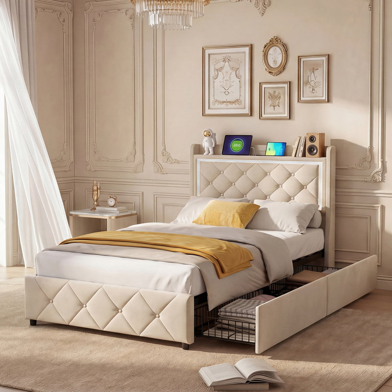 Upholstered Bed, European Single (90 x 200 cm)