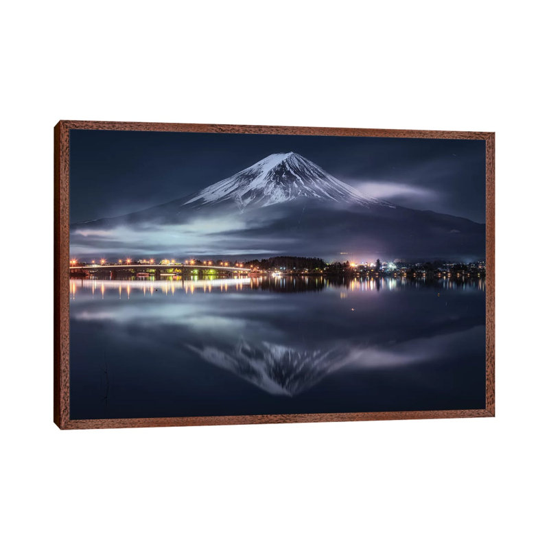 Mount Fuji XIX 1 Piece Wall Art on Canvas, 66.04cm H x 101.6cm W x 3.81cm D, Classic Brown Wood Framed