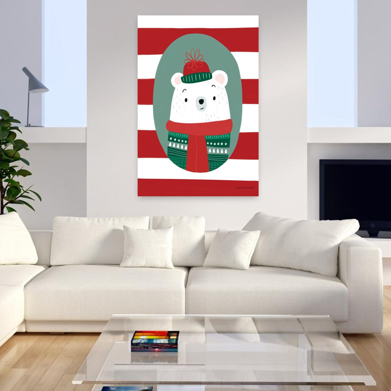 Ours polaire abstrait contemporain fantaisiste, H 48 po x l 32 po