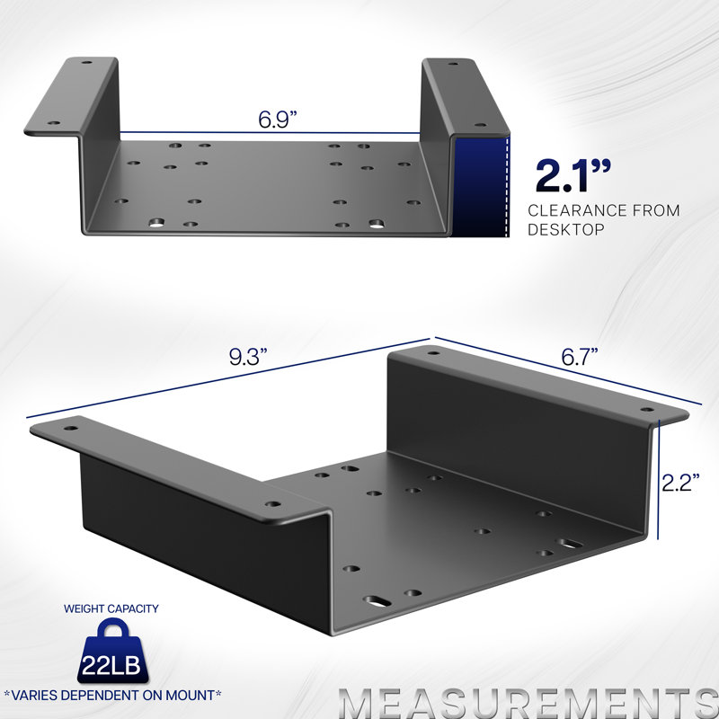 Support d'espacement sous le bureau VIVO pour supports de PC compatibles, espacement de 2,1 pouces