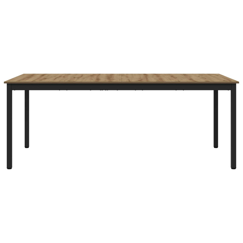 Metal Base Dining Table, Light Brown, 75cmH x 200cmL x 100cmW