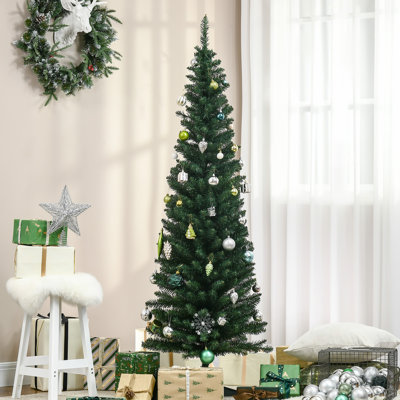 6 FT Artificial Christmas Pencil Tree Holiday Xmas Tree Home Indoor Decoration, Green