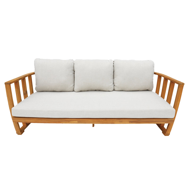78.7” Acacia Outdoor Patio Sofa With Cushions
