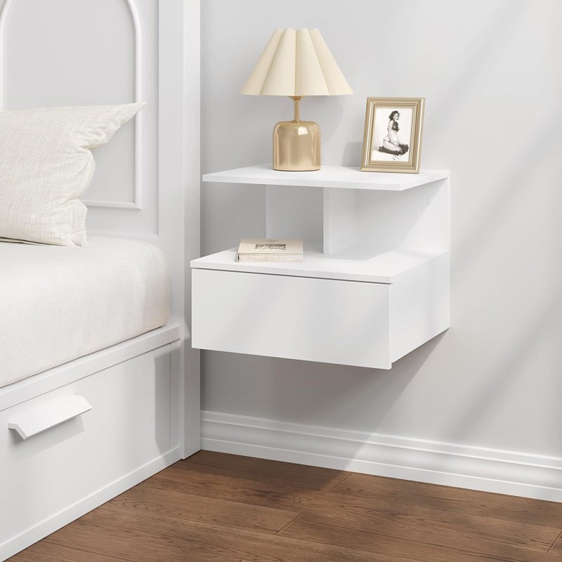 Minwoo 40cm W Solid + Manufactured Wood Bedside Table, White