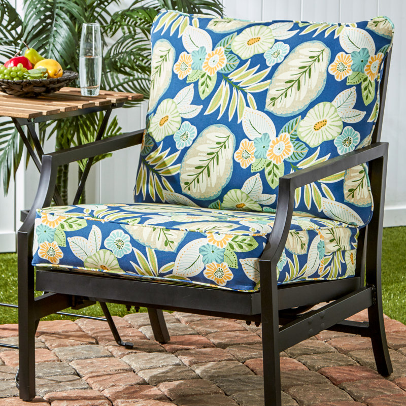 Coussin de siège pour chaise d'extérieur Lester, Marlow bleu à motif floral
