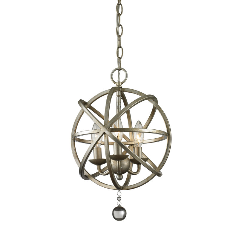Lustre 3 lumières Berdina, Argent antique