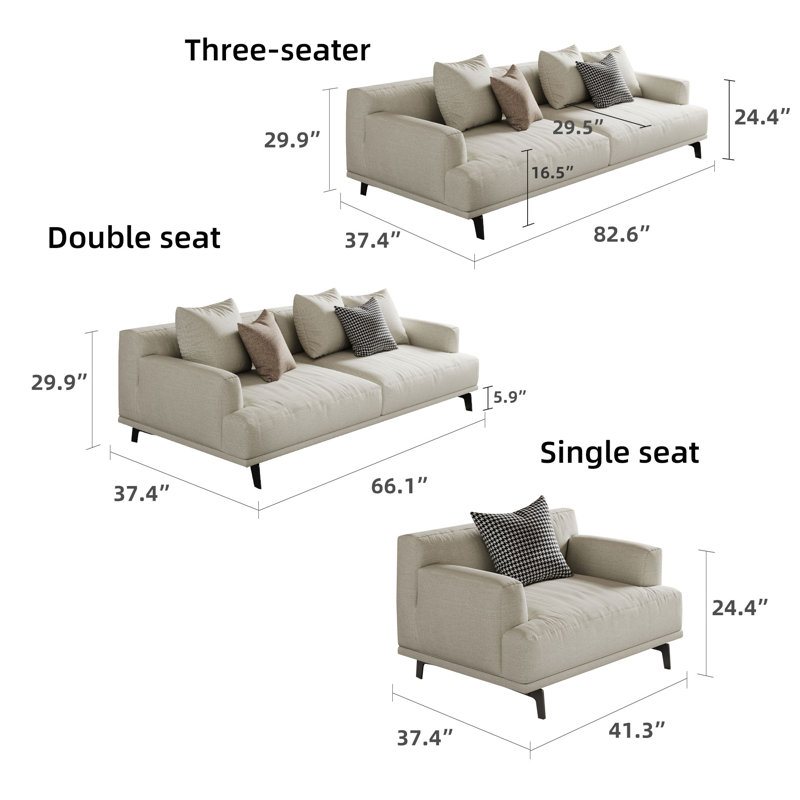 Ensemble de salon Hollynd Coussin moderne en coton et lin avec coussins