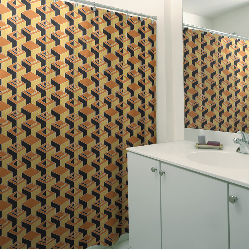 Geometric Shower Curtain, Orange/Yellow