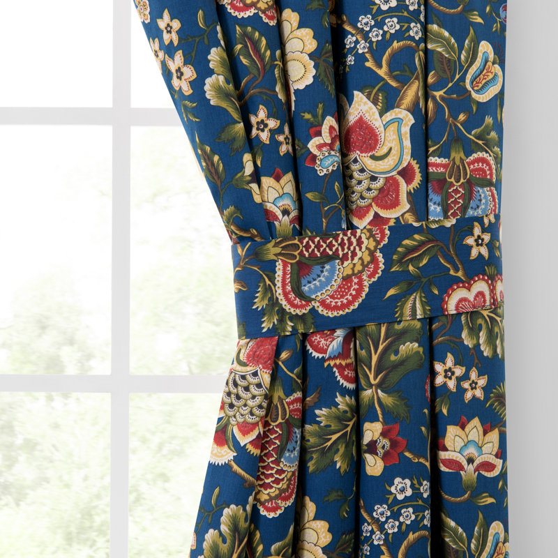Regency Cotton Blend Room Darkening Curtain Pair, 48" W x 63" L, Navy