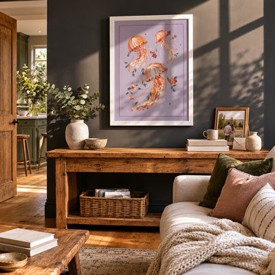 Drifting Jellyfish Coastal - Framed Print