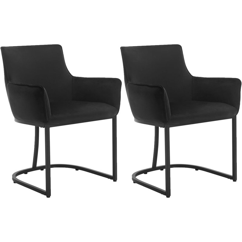 46.5 cm H Velvet Cantilever Chair, Black