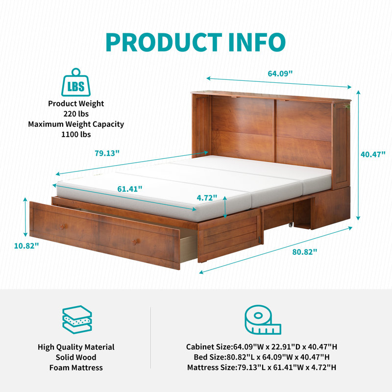 Wildon Home® Amri Murphy Storage Bed with Mattress & Reviews | Wayfair