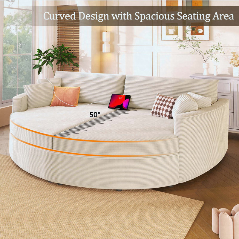 Canapé-lit surdimensionné double 102,3 po, Beige