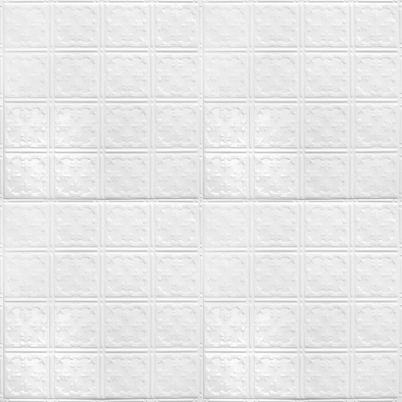 Carreaux de fer-blanc en métal 2 pi x 2 pi (24 po x 24 po) avec dosseret American Tin Ceilings, Satin blanc éclatant
