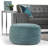 Vivienne 20"W Upholstered Velvet Boho Round Pouf in Turquoise with Stitching Detail-1996025932