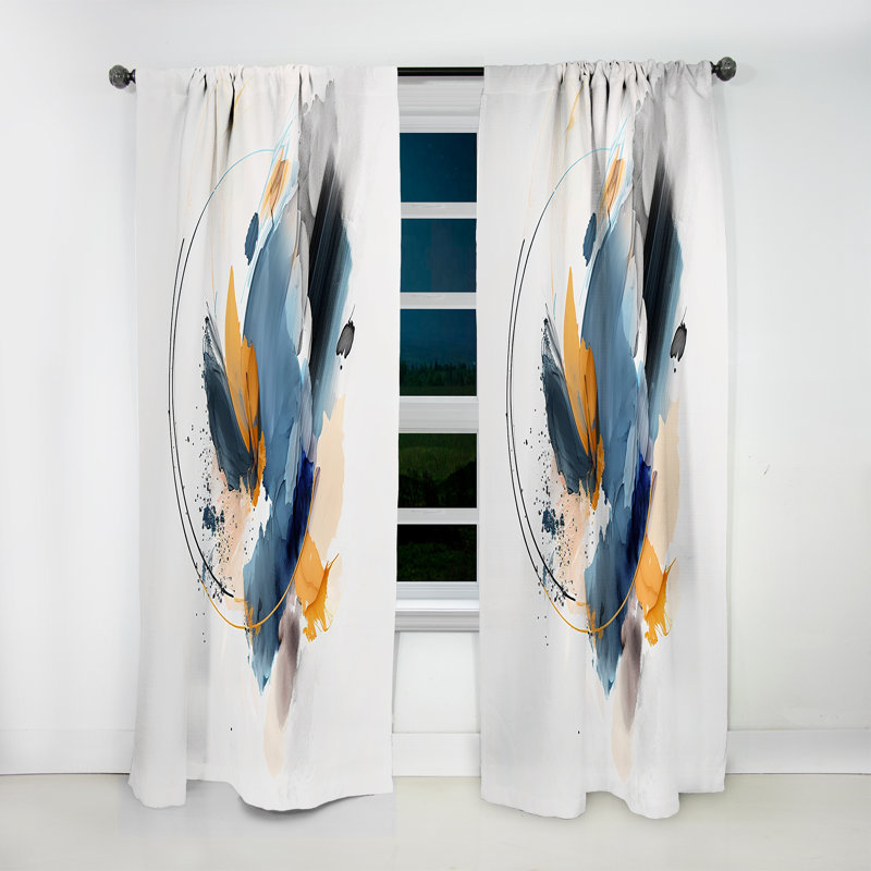 Abstract Shapes Modern Artwork II - Abstract Curtain - Velvet Room Darkening - 1 panel, 52" W x 90" L