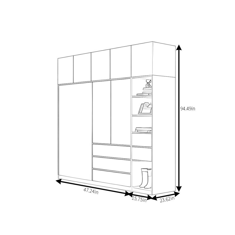 Petite garde-robe moderne et simple, H 94 po x l 63 po x P 24 po