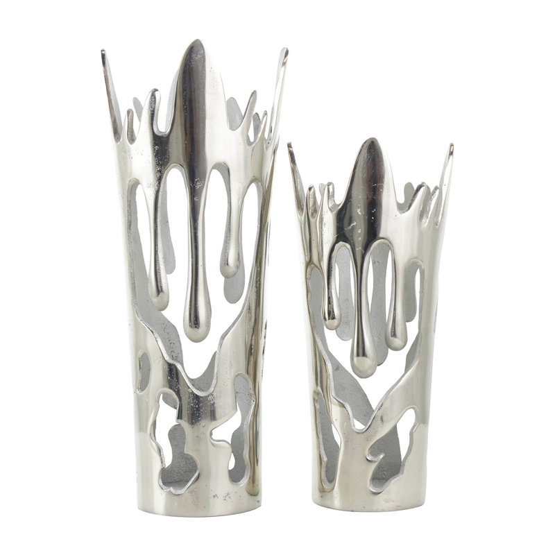 Vase en aluminium avec corps en fusion, Argent