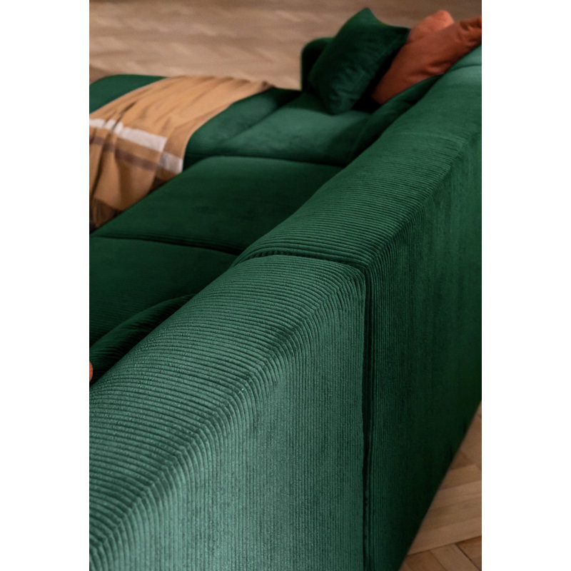 Cuddly Mia Corner Sofa Bed U-Form, Bottle Green, Right facing