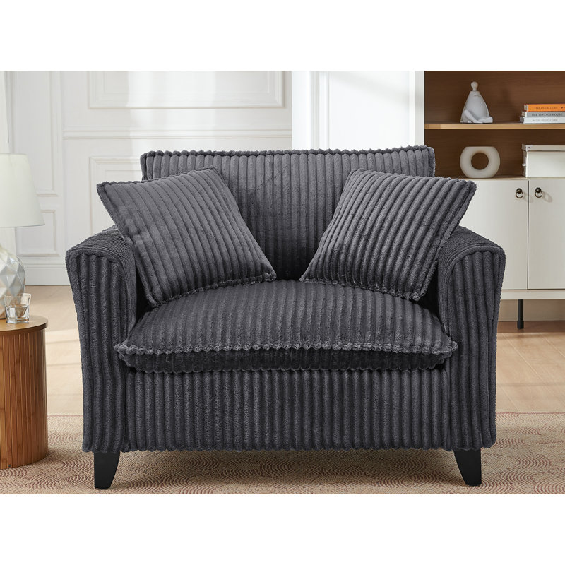 Fauteuil en velours côtelé l 46 po, Gris