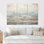«Beige Blue Ocean Storm», ensemble d'art mural formes abstraites