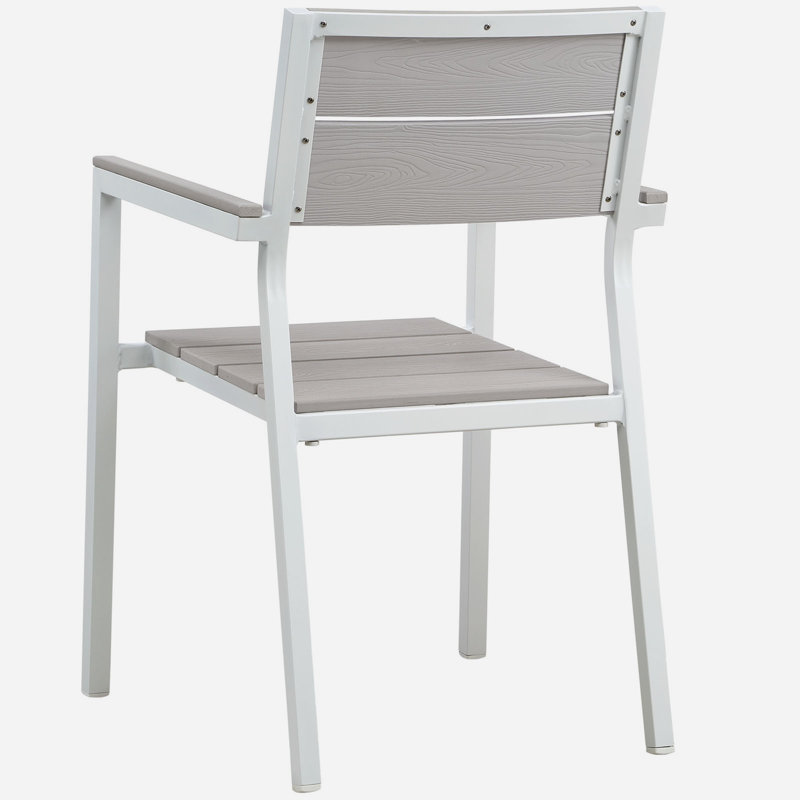 LexMod Maine Aluminum 5-Piece Outdoor Patio Dining Table and Chair Set, Gray