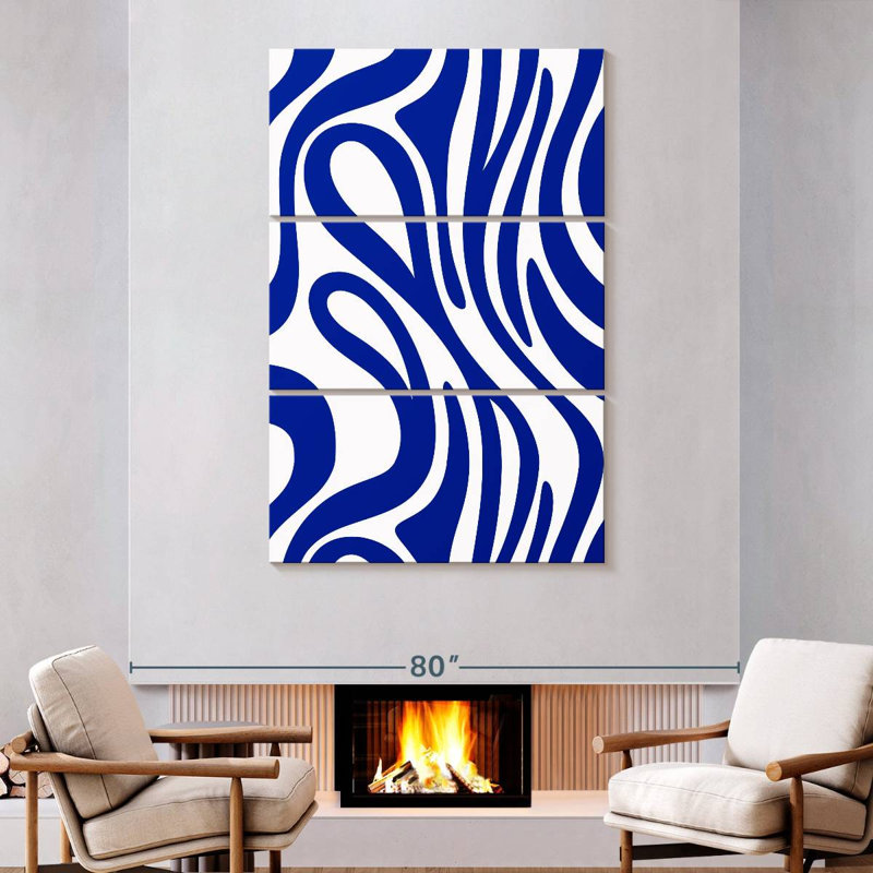 Avery Navy Blue Swirl Pattern, 74" H x 48" W