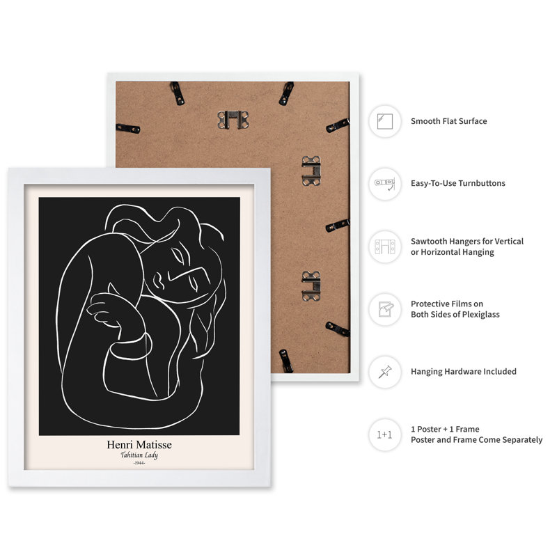 Henri Matisse - Dame de Tahiti, Poster, White Framed, 16"H x 20"W