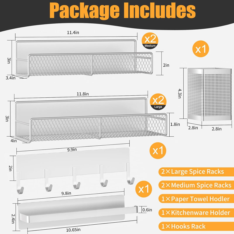 Suction Spice Rack, White
