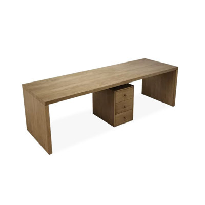 Wood color Rectangle Solid Wood Desks by Cozynest