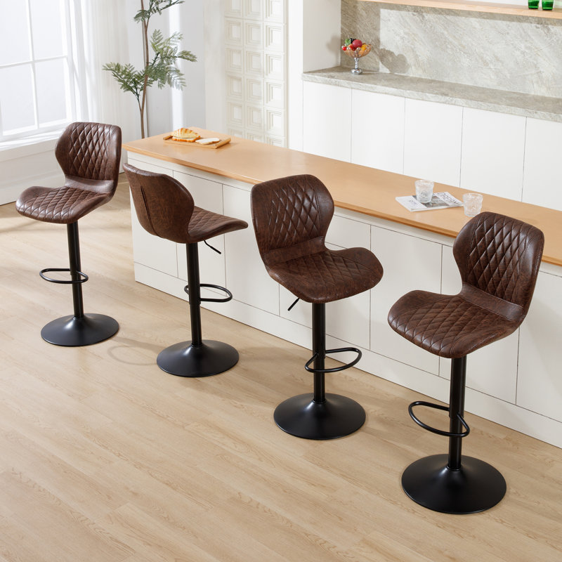 Tabouret de bar pivotant à hauteur réglable, 4, Brun