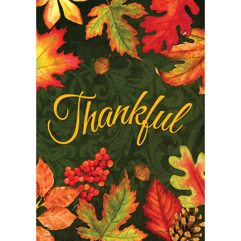 Drapeau de maison d'automne «Thankful Leaves», Jaune / Vert / Orange