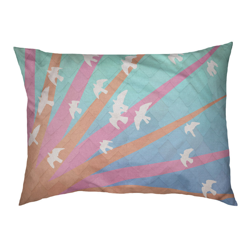 Coussin Burien, Moyen (L 29,5 po x P19,5 po x H 9,5 po), Orange / Rose / Bleu