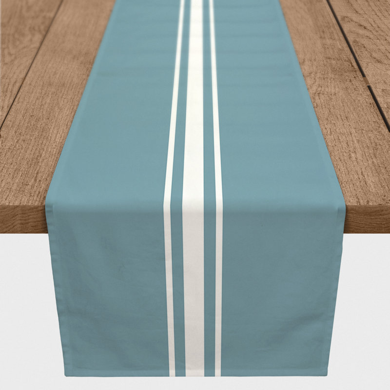 Bundrage Rectangle Striped Polyester Table Runner, 72" x 16", Blue