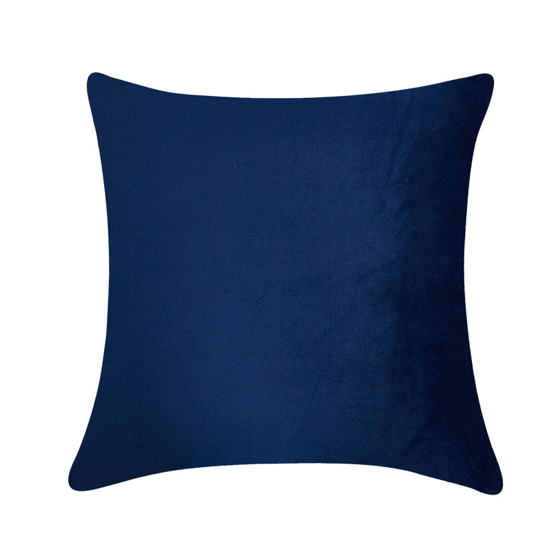 Coussin décoratif en velours uni, Bleu marine, H 20 po x l 20 po