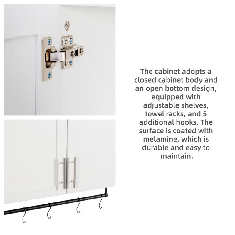 Bathroom Cabinet, Storage Cabinet Above Toilet, Suitable For Bathroom And Kitchen, White