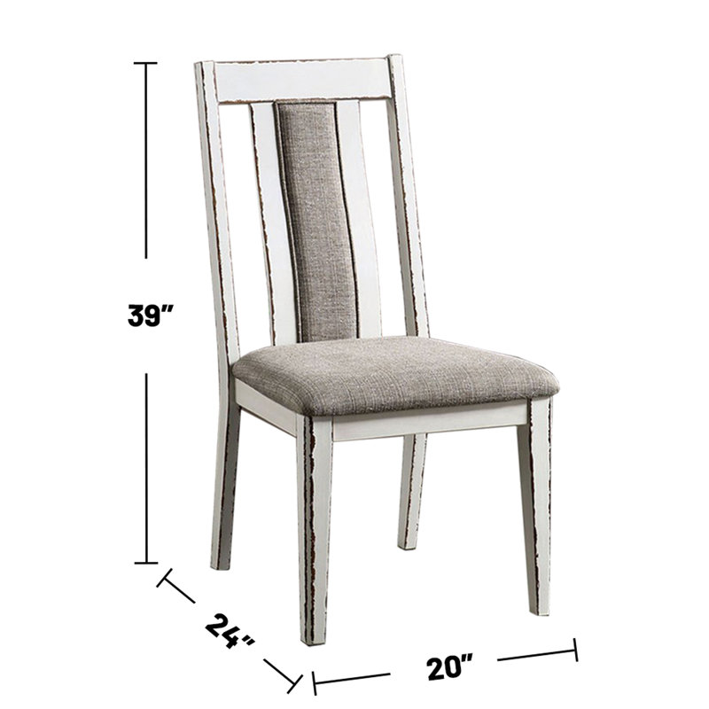 2 Upholstered Side Chairs, Two-tone White & Grey, Padded Fabric Seat, 37.85lb, Dining Room Decorative Piece 2pcs Grey Two-tone, Comfortable 18.88" Seat Ht, Beauty